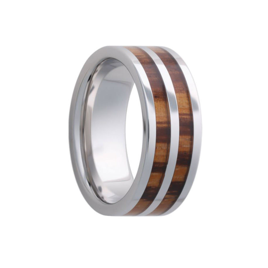 Tungsten Men's Wedding Band with Zebra Wood Inlay Fink's