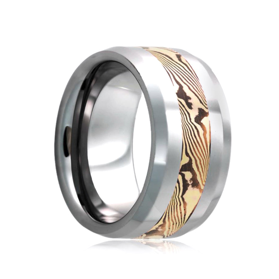 Tungsten Men's Wedding Band with Rose Mokume Insert Fink's