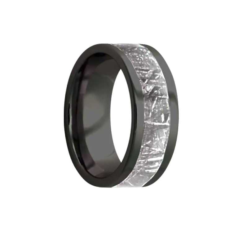 Flat Zirconium Men's Wedding Band, Meteorite Insert Fink's