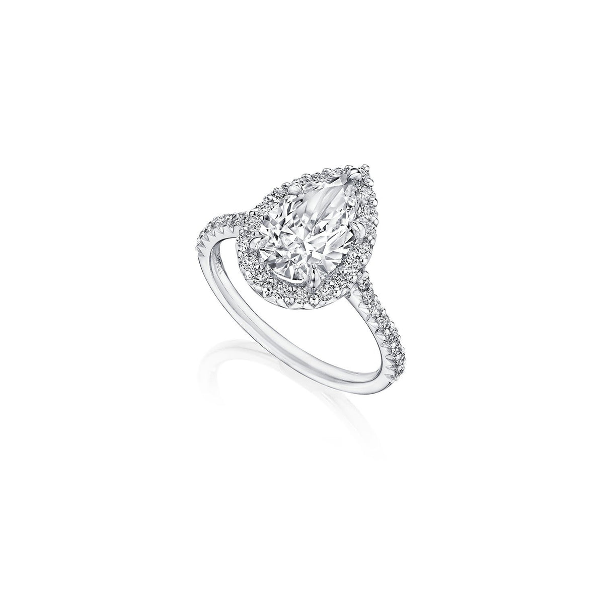 Platinum Pear Shape Diamond Halo Ring Engagement Fink's