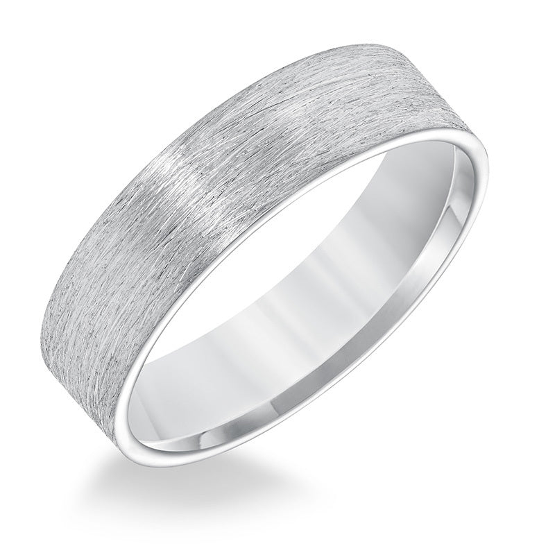 Men's 6mm 14K White Gold WireBrushed Wedding Band Fink's