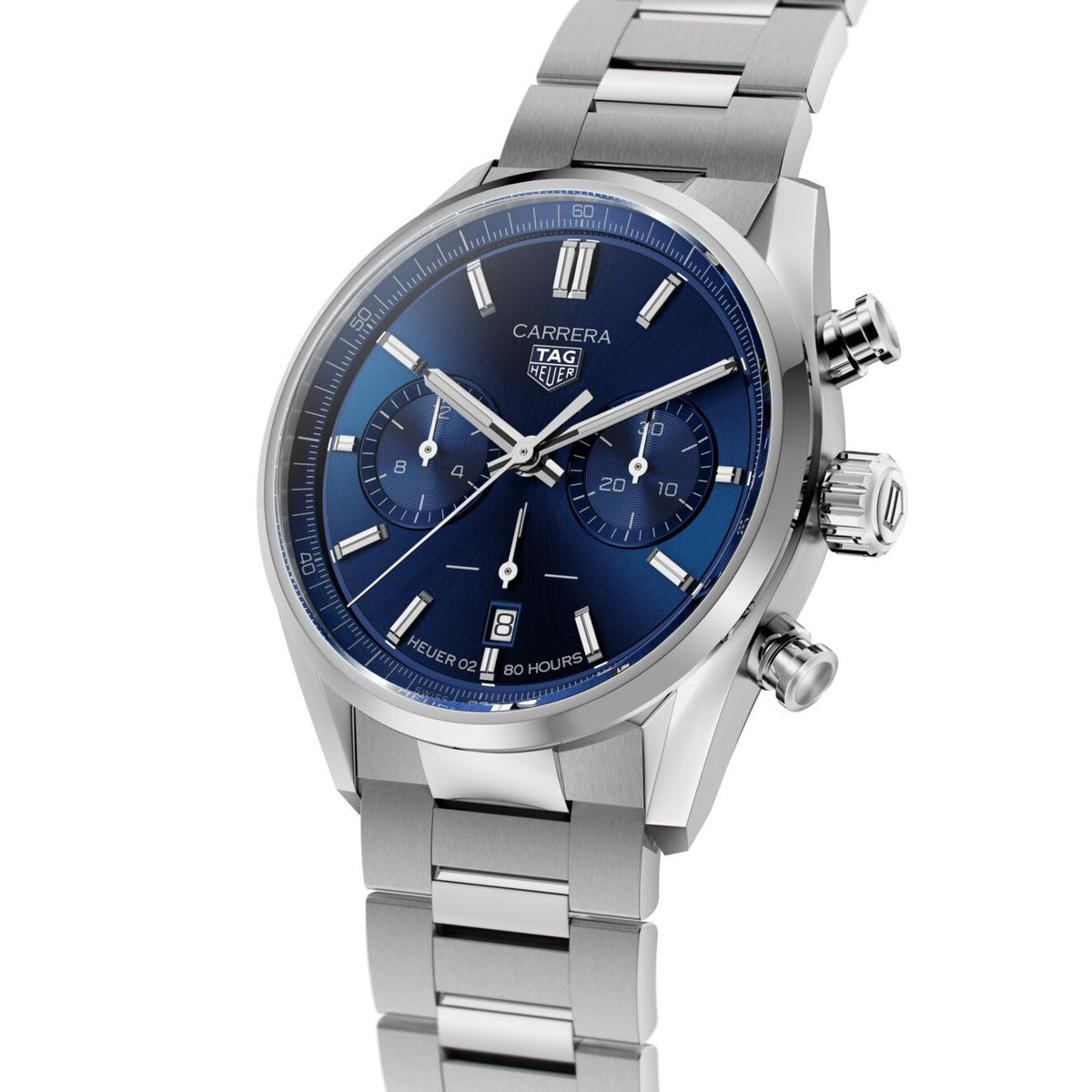 Tag Heuer Carrera Stainless Steel & Blue Dial Automatic 39mm Bracelet Watch Silver