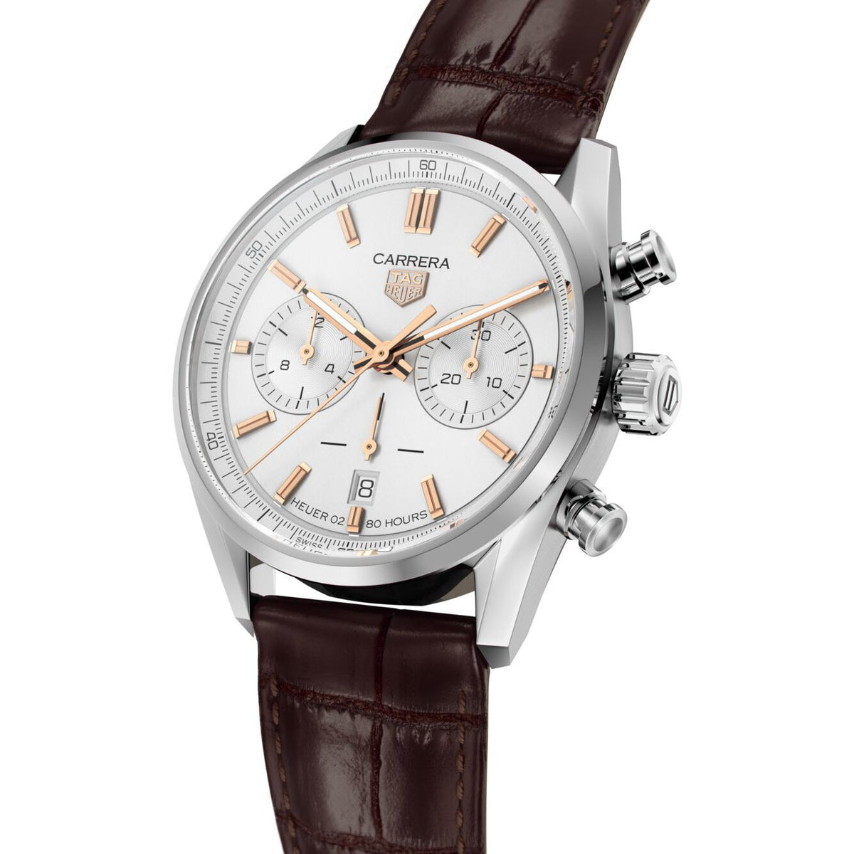 Tag heuer carrera chronograph leather strap deals