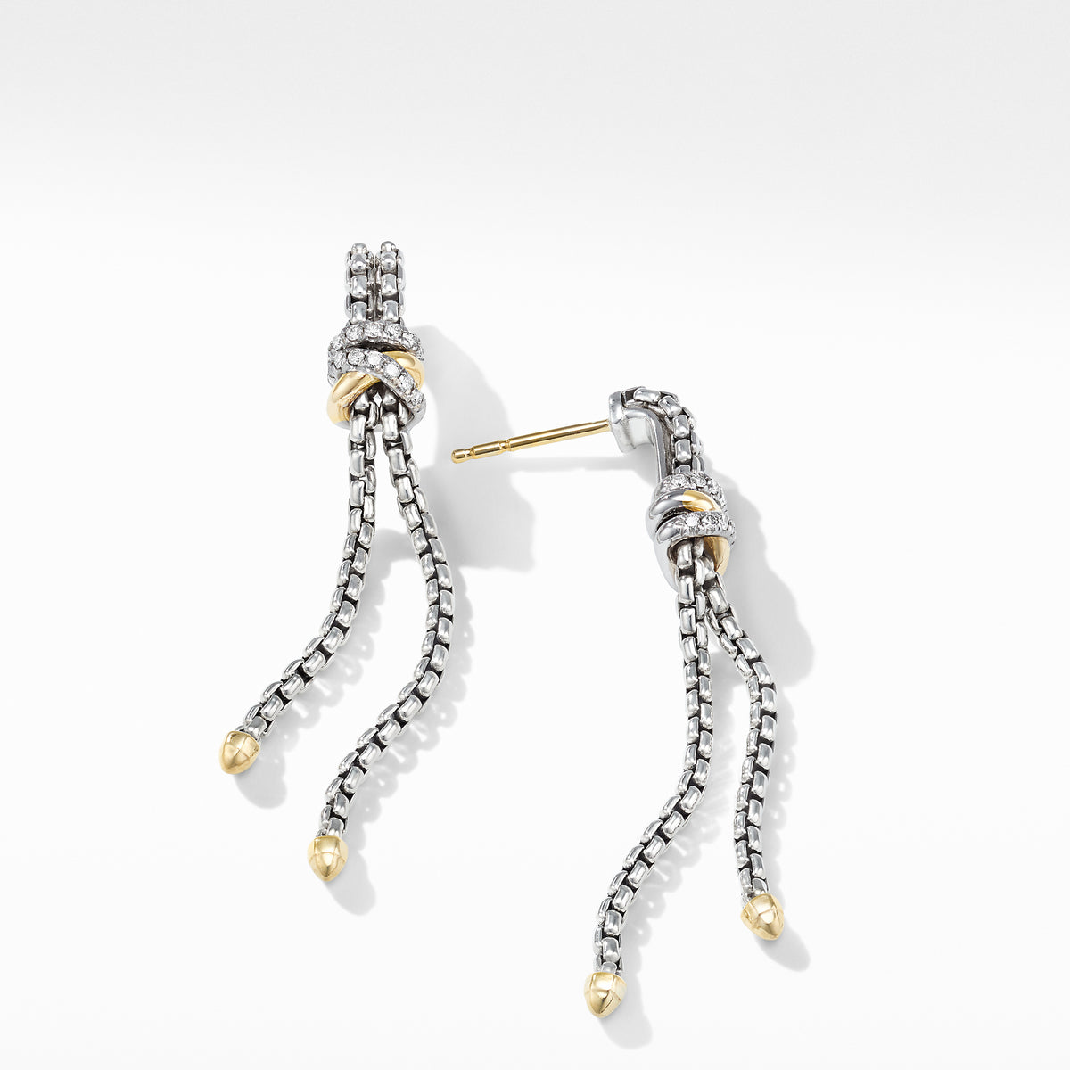 Helena Chain Drop Earrings with 18K Yellow Gold and Diamonds