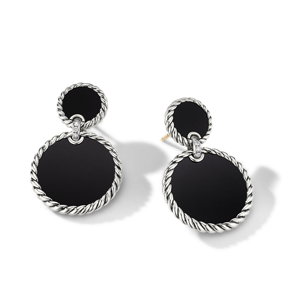 DY Elements® Double Drop Earrings with Black Onyx and Pavé Diamonds