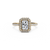 Emerald Cut Diamond Halo and Diamond Shank Yellow Gold Engagement Ring