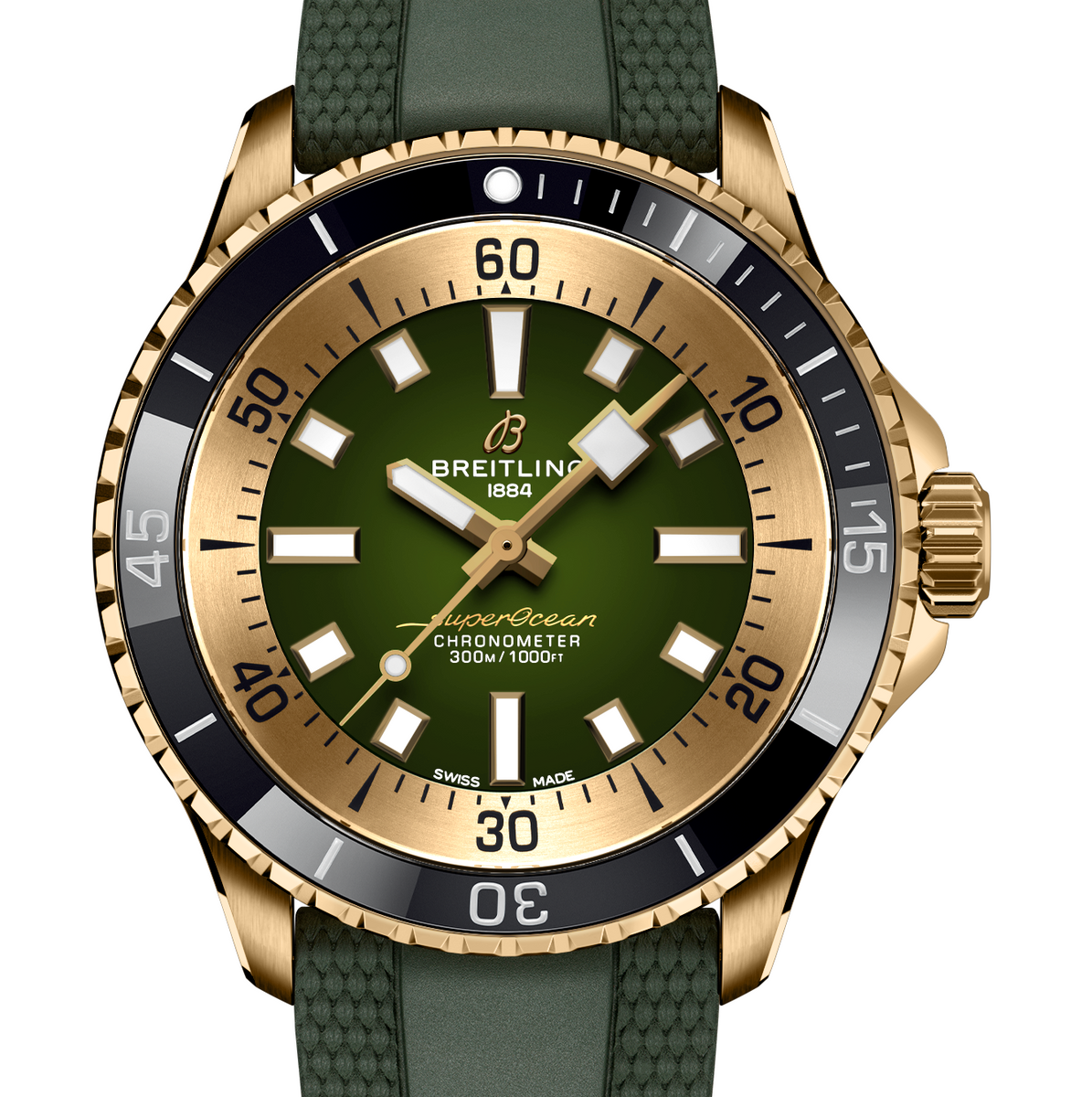 Breitling Superocean Bronze Green on Rubber Watch Fink s