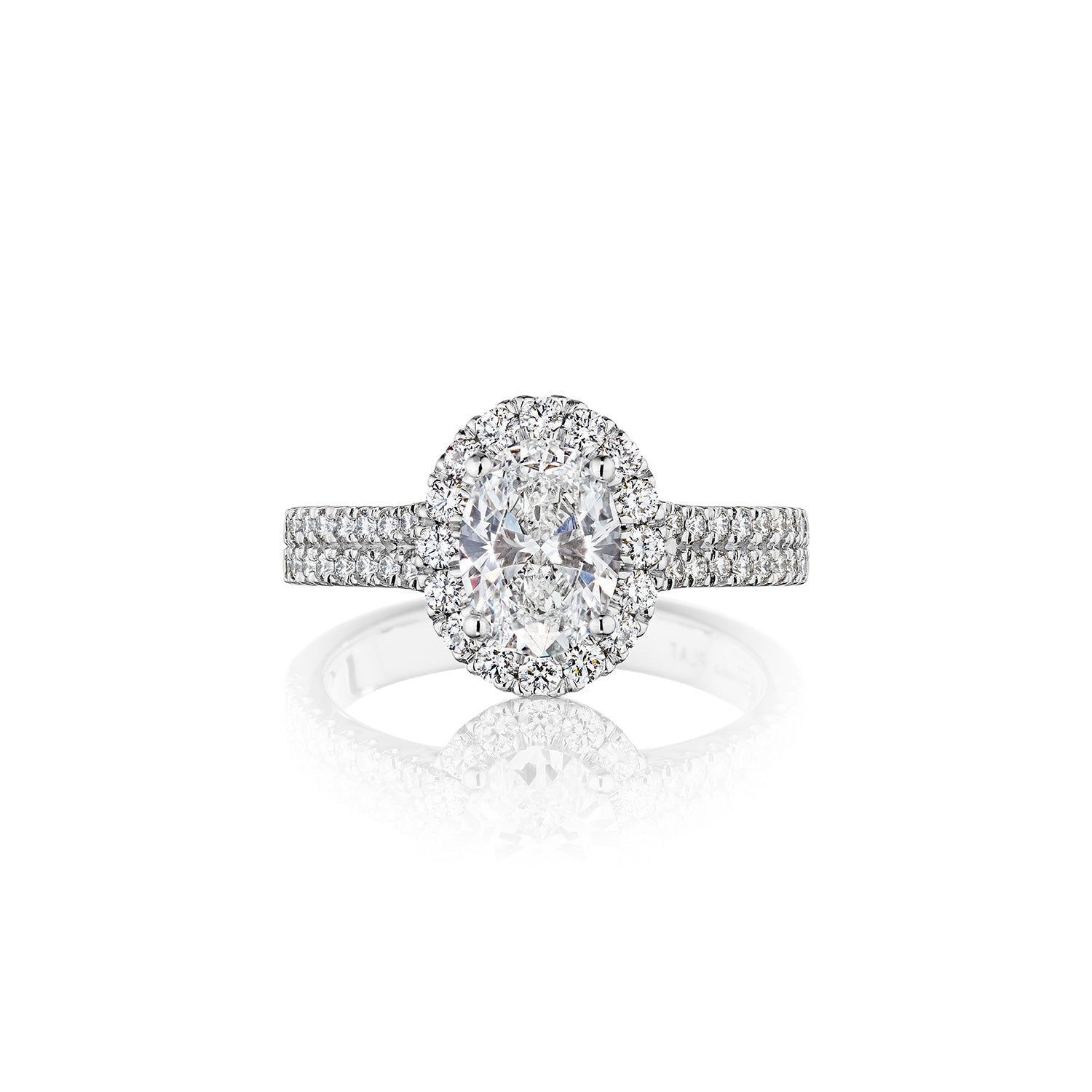 Fink's Exclusive Platinum Oval Center Stone Diamond Halo Engagement Ring