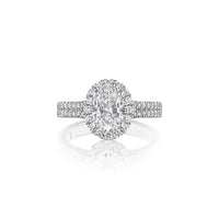 The Studio Collection Oval Center Diamond and Halo Engagement Ring in Platinum