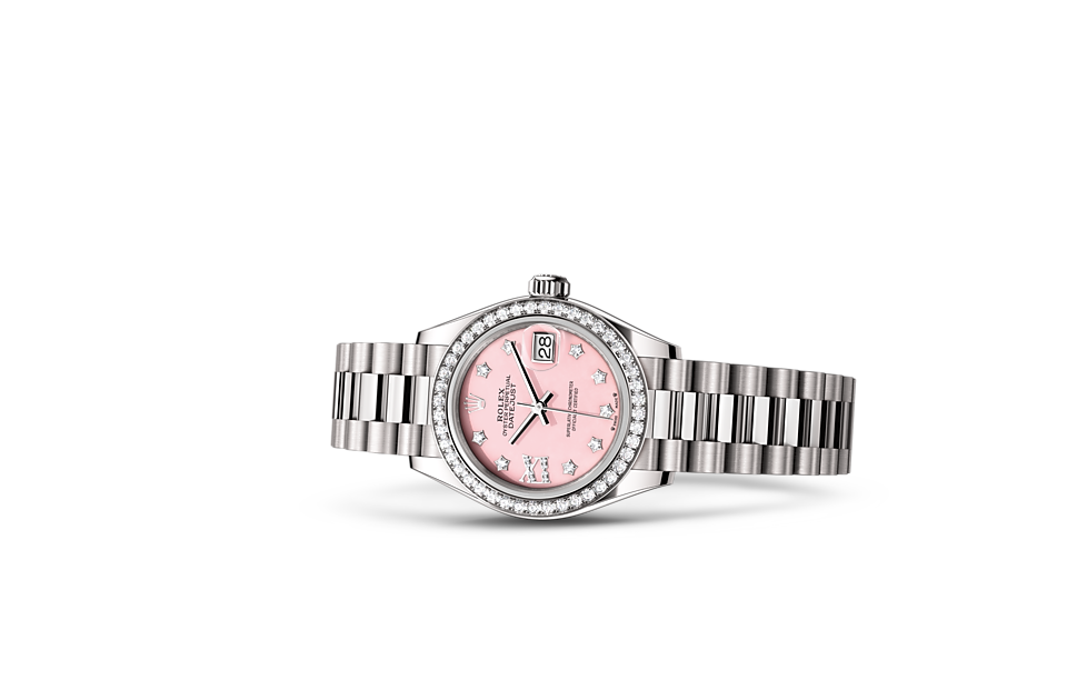 Lady-Datejust, Oyster, 28 mm, white gold and diamonds Laying Down