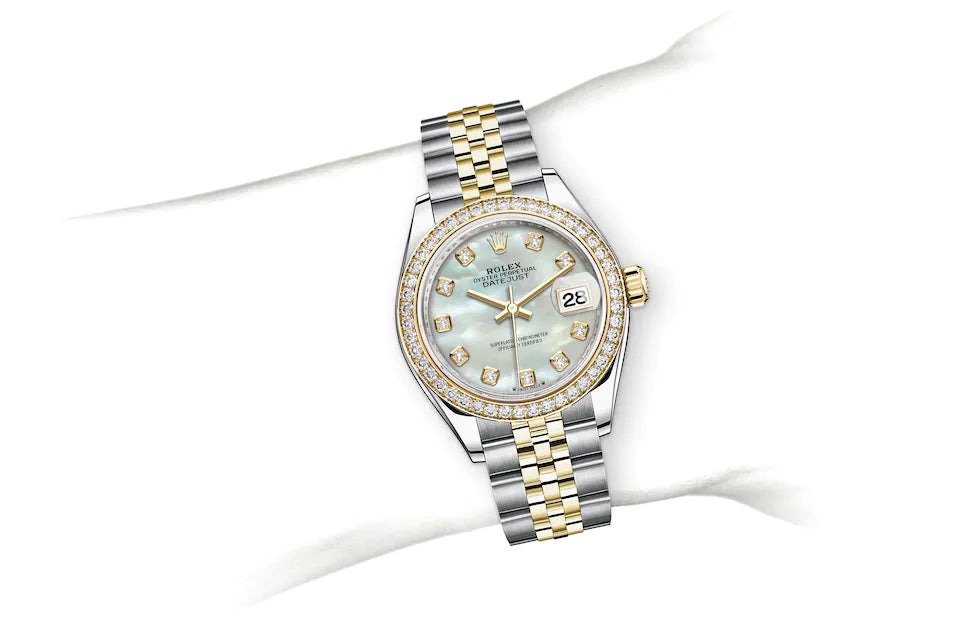 Rolex Lady-Datejust in Oystersteel, Yellow Gold, and Diamonds - M279383RBR-0019 at Fink's Jewelers