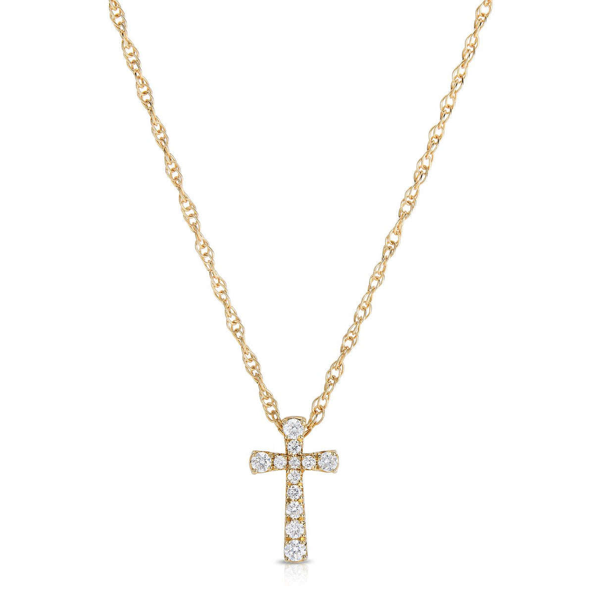 14K Yellow Gold Cross Pendant Necklace with Diamonds | Fink's 14K Yellow Gold Cross Pendant Necklace with Diamonds | Fink's
