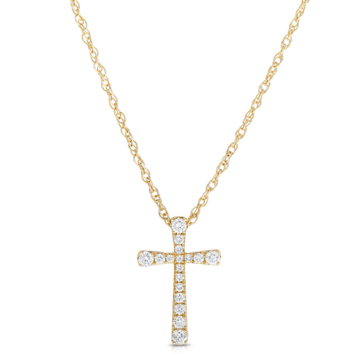 Yellow Gold Diamond Cross Pendant Necklace | Fink's