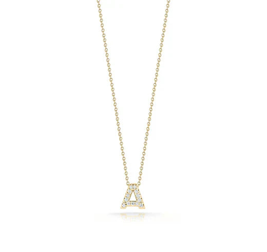 Yellow Gold Personalized Initial Necklace with Diamond Letter Pendant