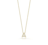 Yellow Gold Personalized Initial Necklace with Diamond Letter Pendant