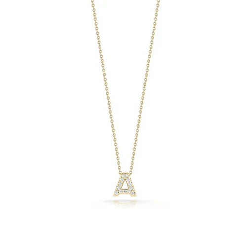 Yellow Gold Personalized Initial Necklace with Diamond Letter Pendant