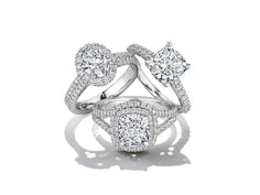Stack of White Gold Diamond Engagement Rings