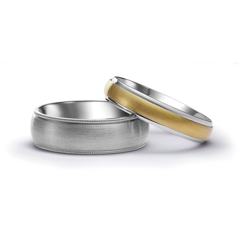 Two men's engagement rings from Fink's Jewelers