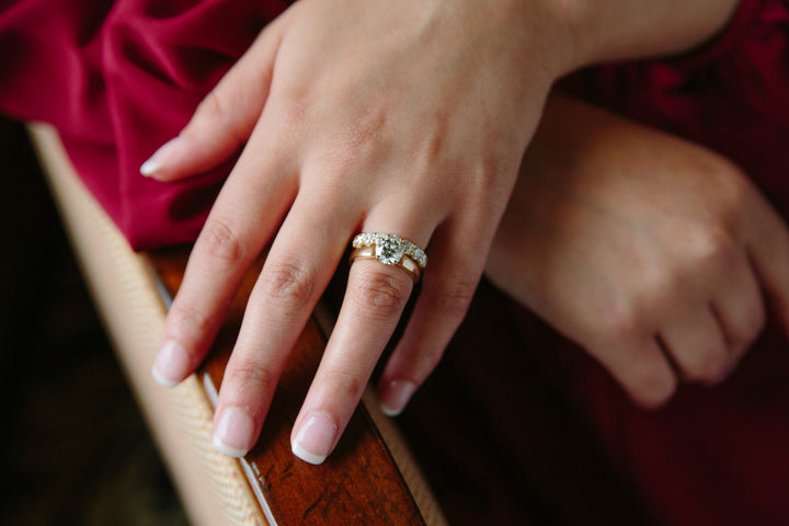This round diamond solitaire and diamond wedding band make the perfect pair 