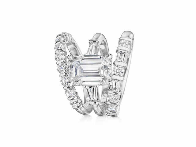 Women's Contour Wedding Band - Round & Baguette Diamonds