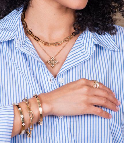 Woman in fine gold jewelry