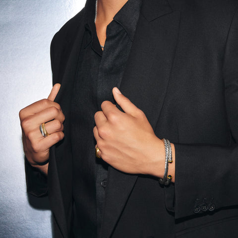 Model wearing David Yurman jewelry pieces