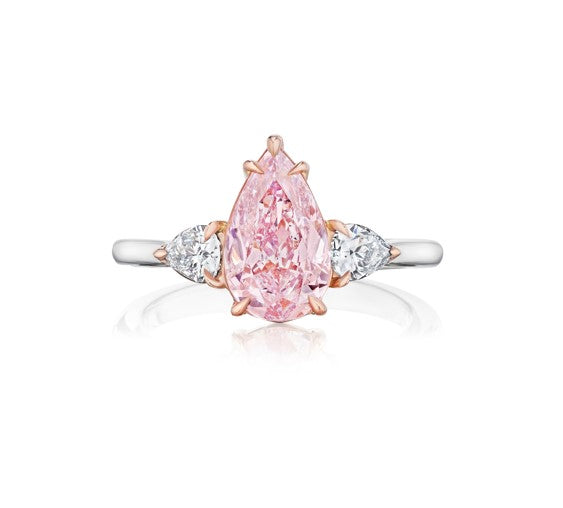 Pink pear shaped engagement ring