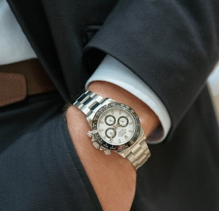 Man wearing Rolex Certified Pre-Owned Watch from Fink's Jewelers