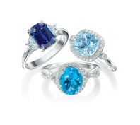 Three Engagement Rings with Gemstone Center Stones