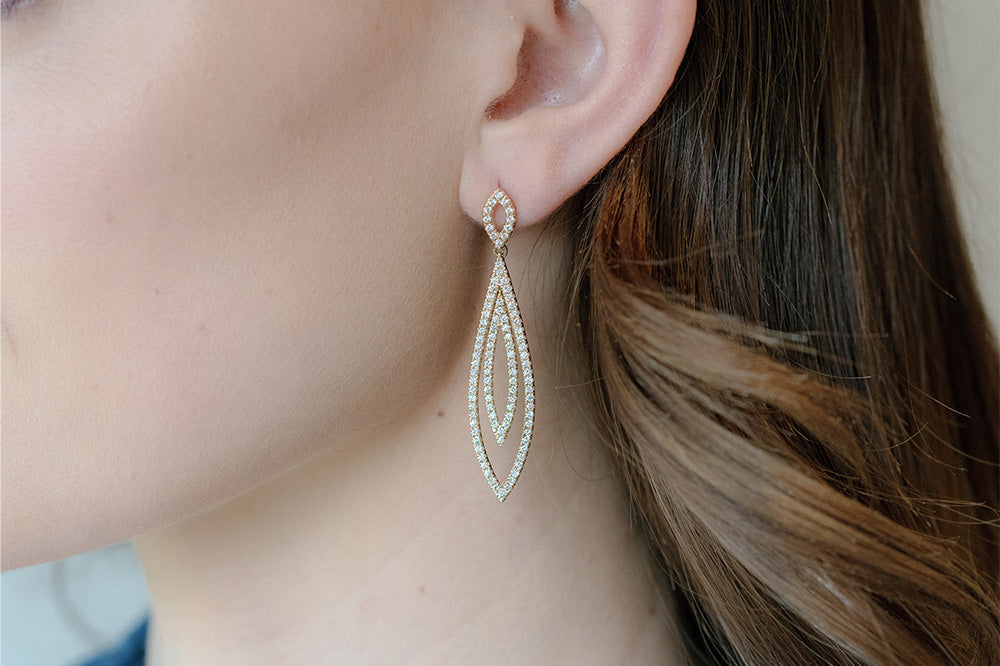 Woman wearing Diamond Dangle Earring