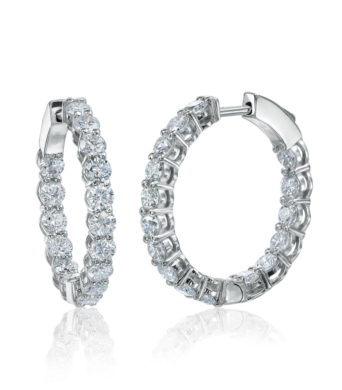 White gold diamond hoop earrings
