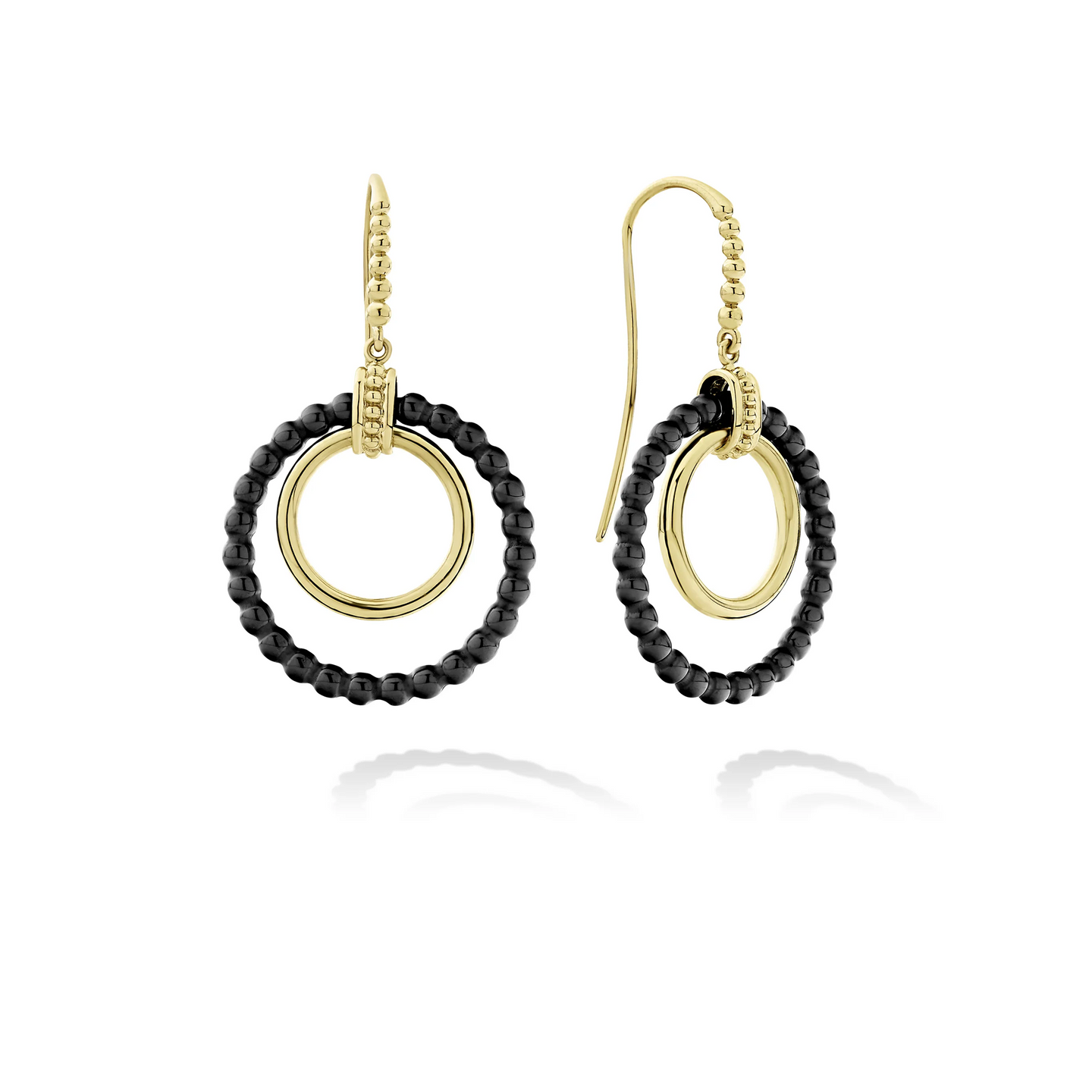 LAGOS Meridian Gold and Ceramic Circle Drop Earrings