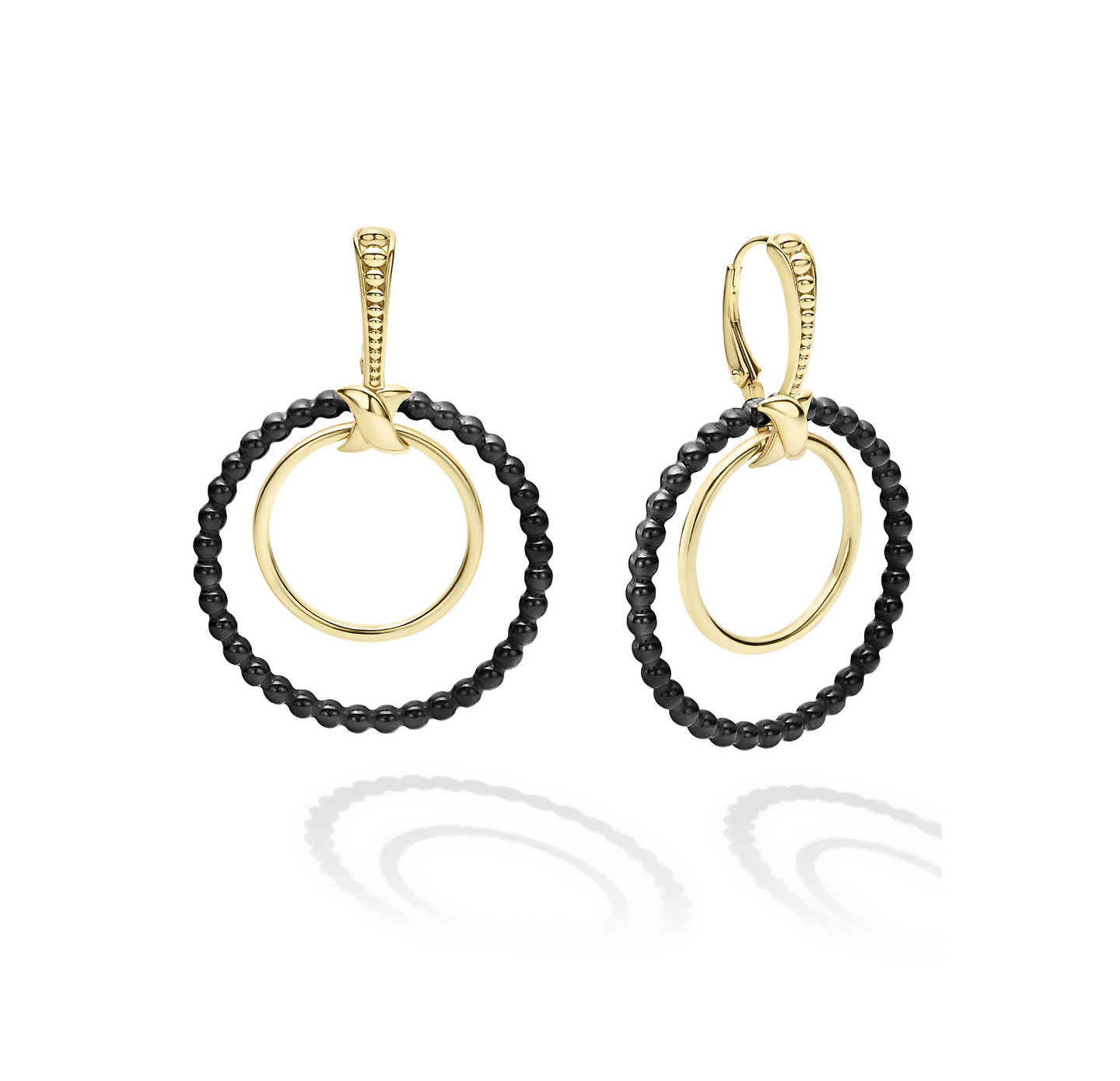 LAGOS Caviar Gold Double Circle Gold Earring Set