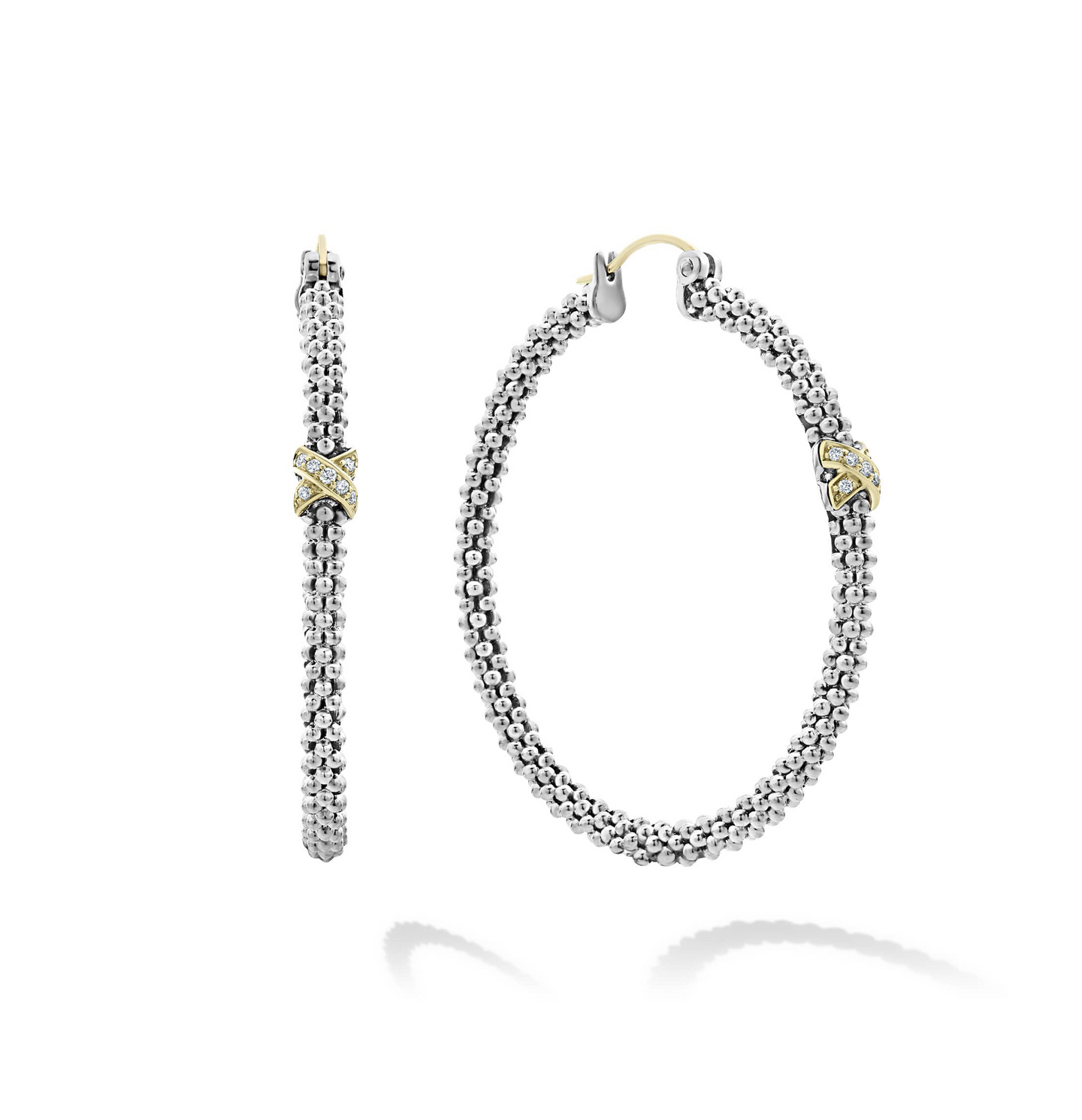 LAGOS Caviar Lux Large X Diamond Hoop Earrings