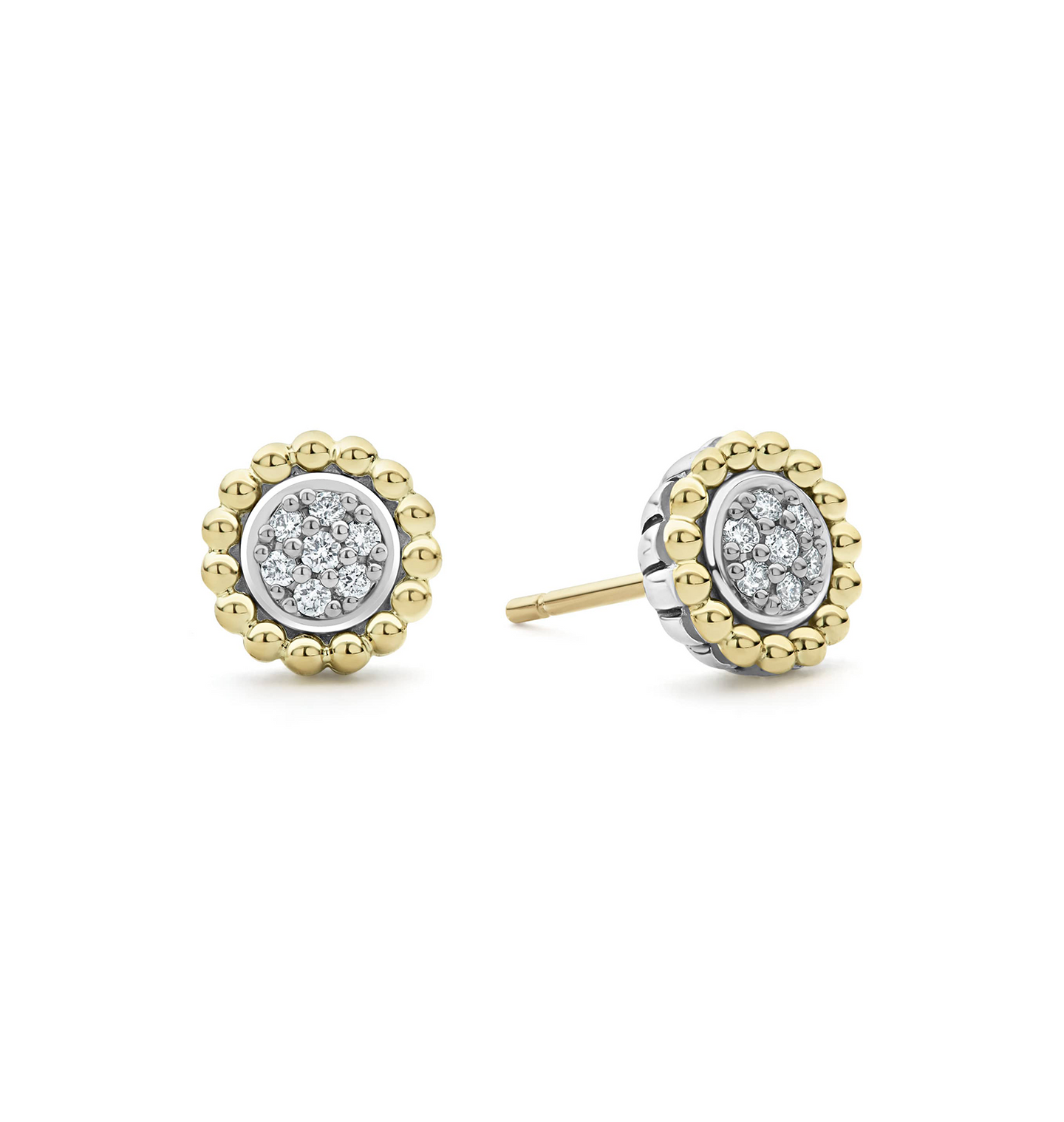 LAGOS Caviar Lux Two Tone Diamond Stud Earrings