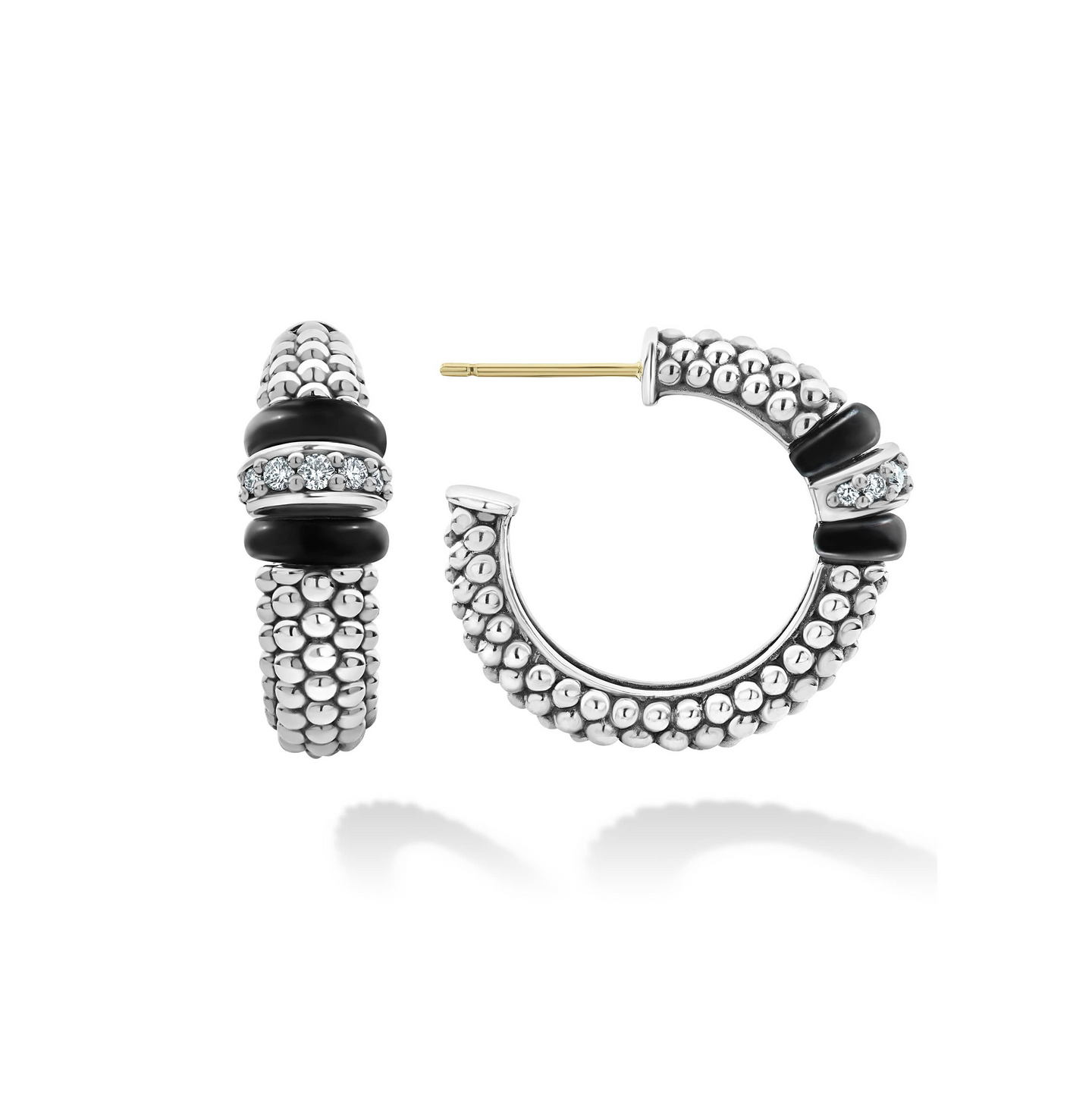 LAGOS Black Caviar Diamond Hoop Earrings