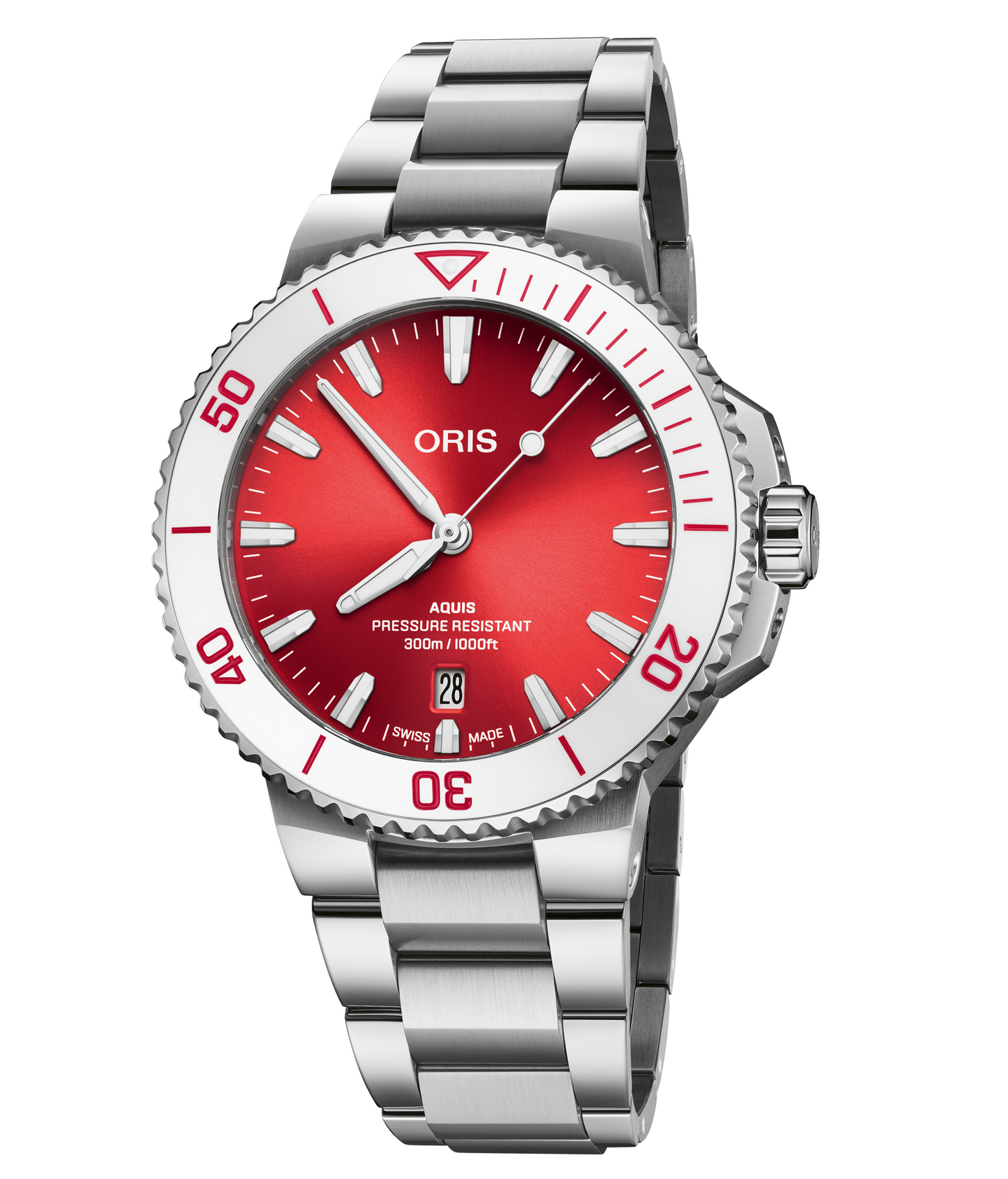 Oris Aquis 41.50mm Men's Watch with Summer Red Dial