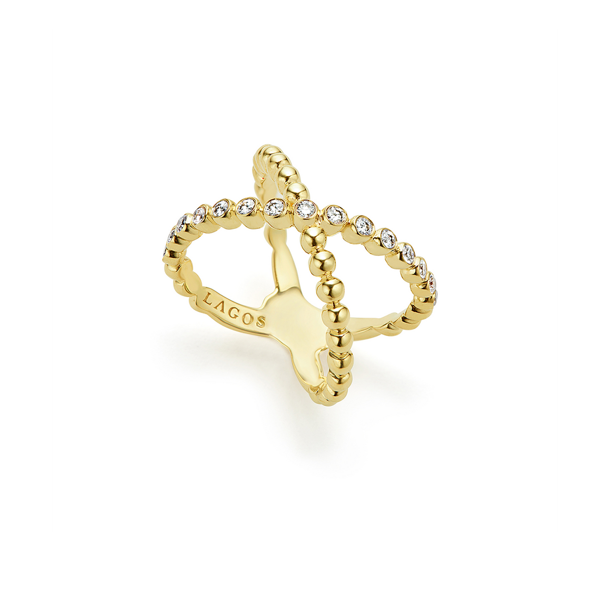 LAGOS Caviar Gold 18K Gold X Diamond Ring