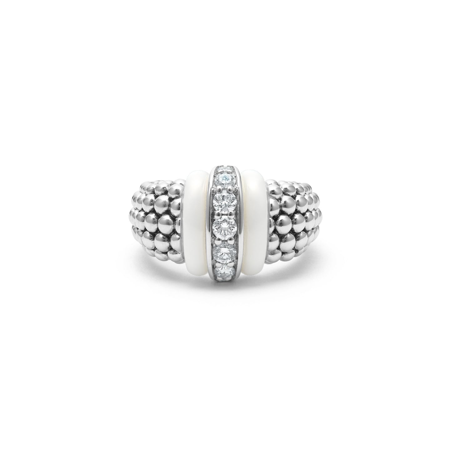 LAGOS White Caviar Ceramic and Diamond Ring