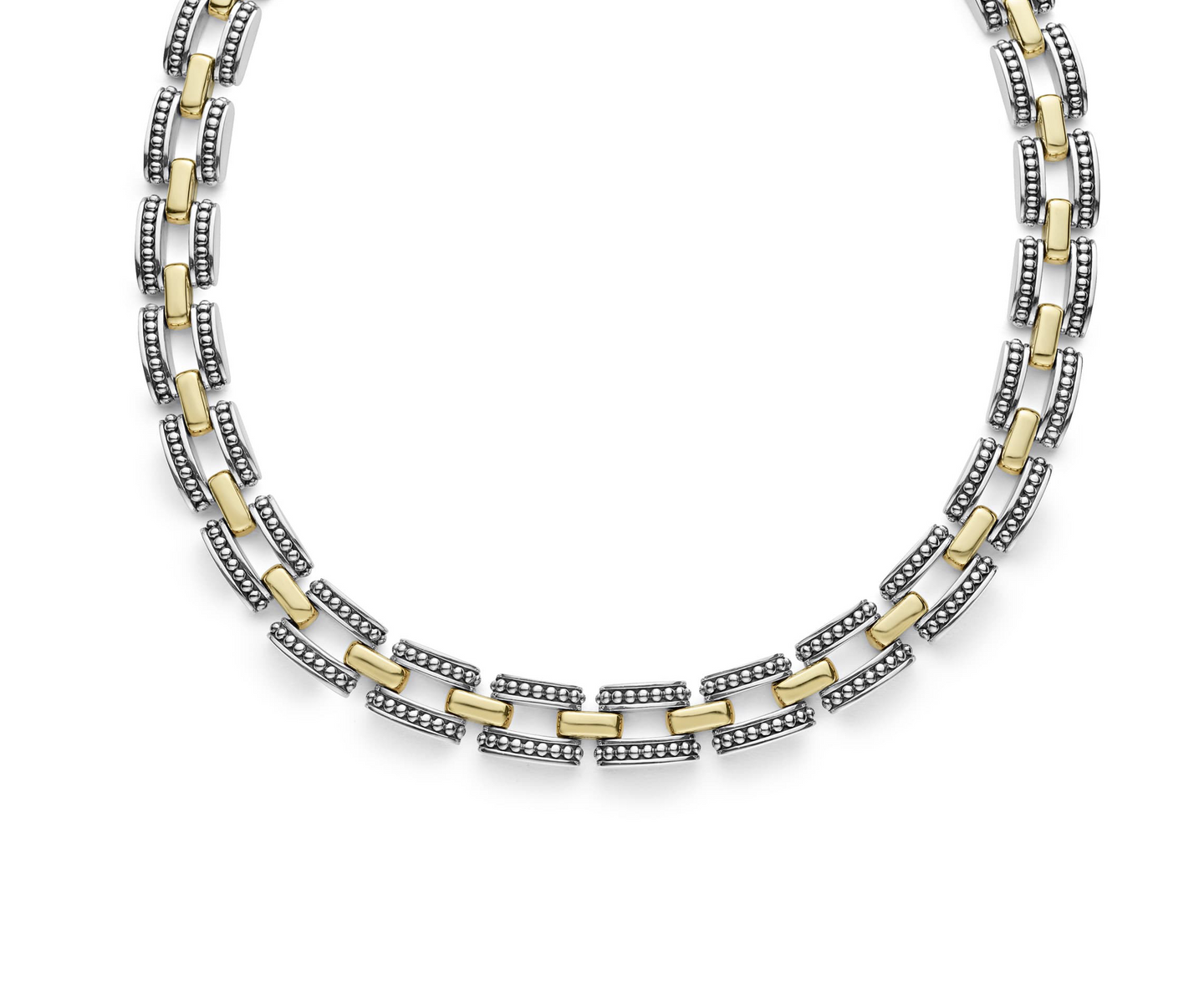 LAGOS High Bar Gold Caviar Link Necklace