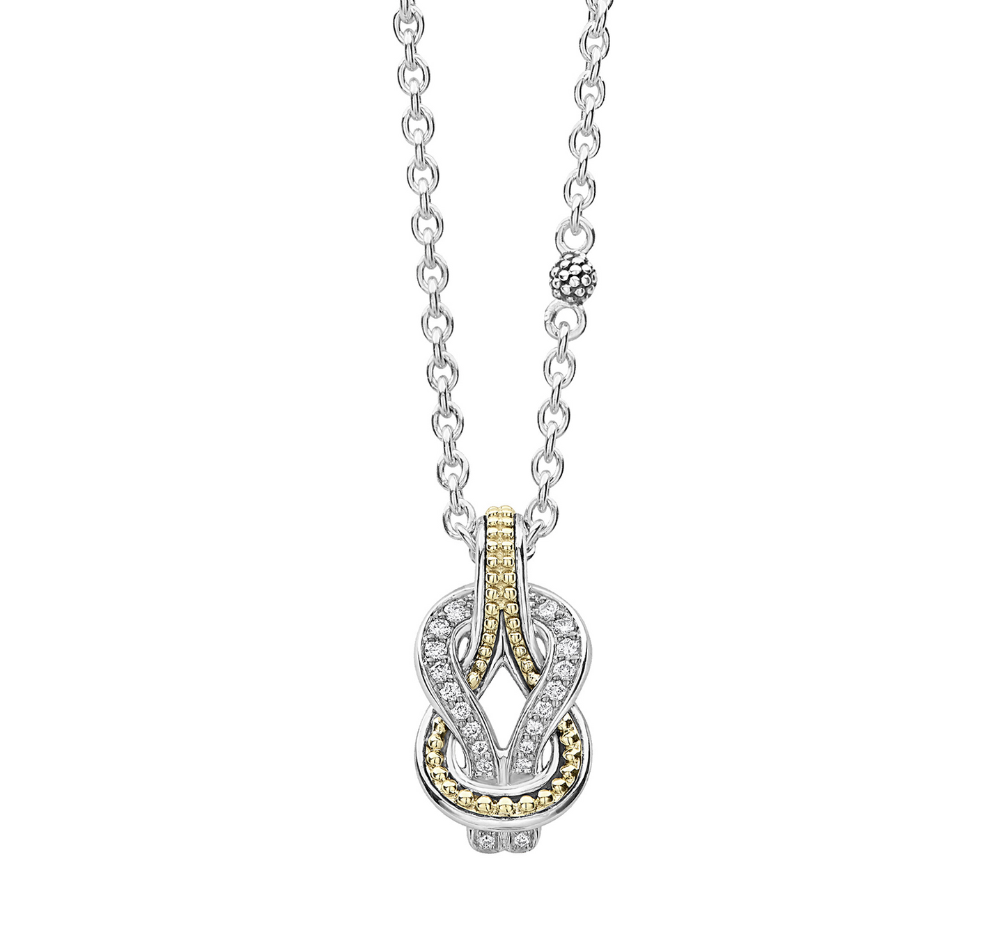 LAGOS Newport Two Tone Knot Diamond Pendant Necklace