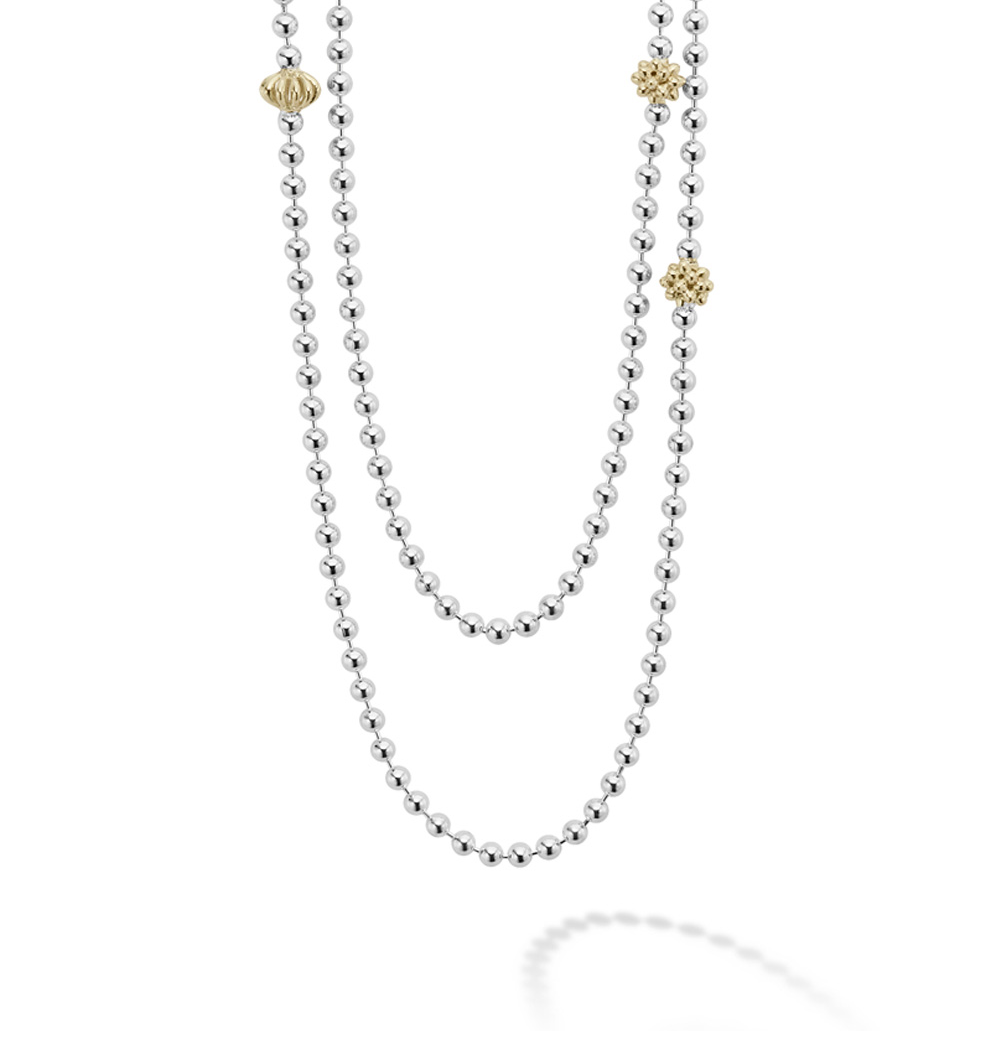 LAGOS Caviar Icon Long Two Tone Beaded Necklace