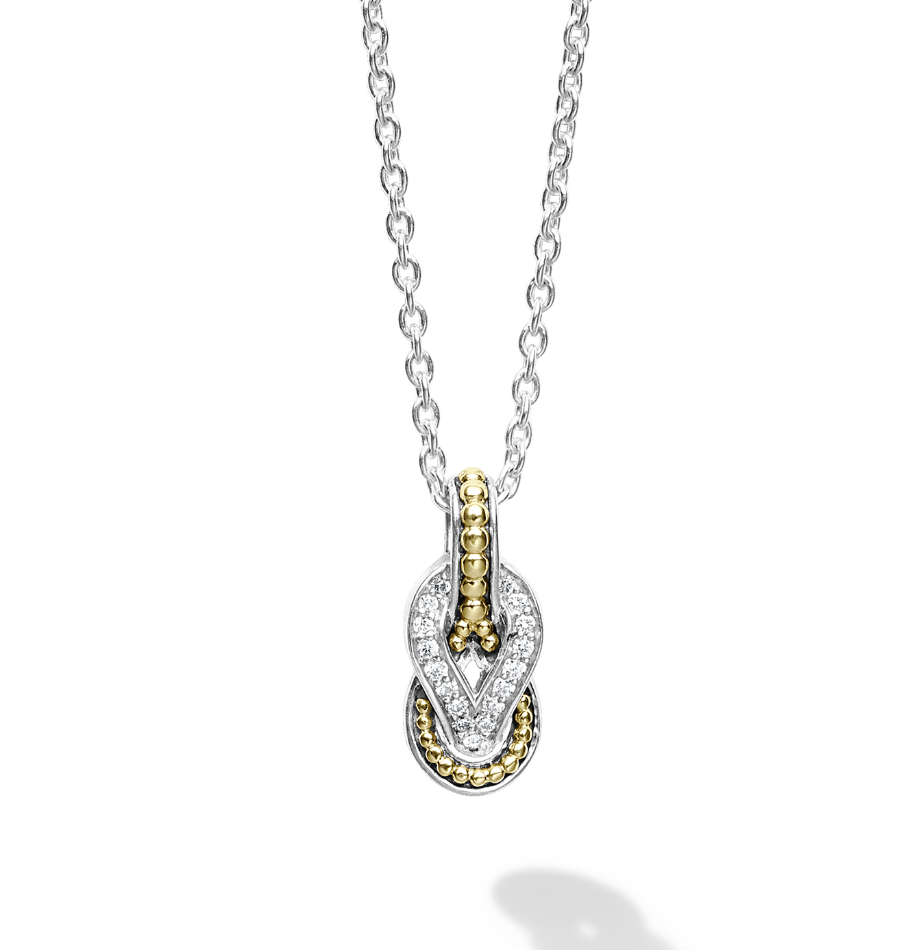 LAGOS Newport Small Two Tone Knot Diamond Pendant Necklace