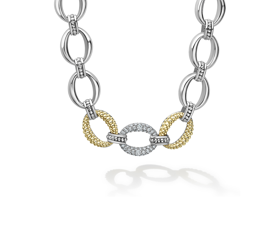 LAGOS Caviar Lux Single Station Diamond Link Necklace