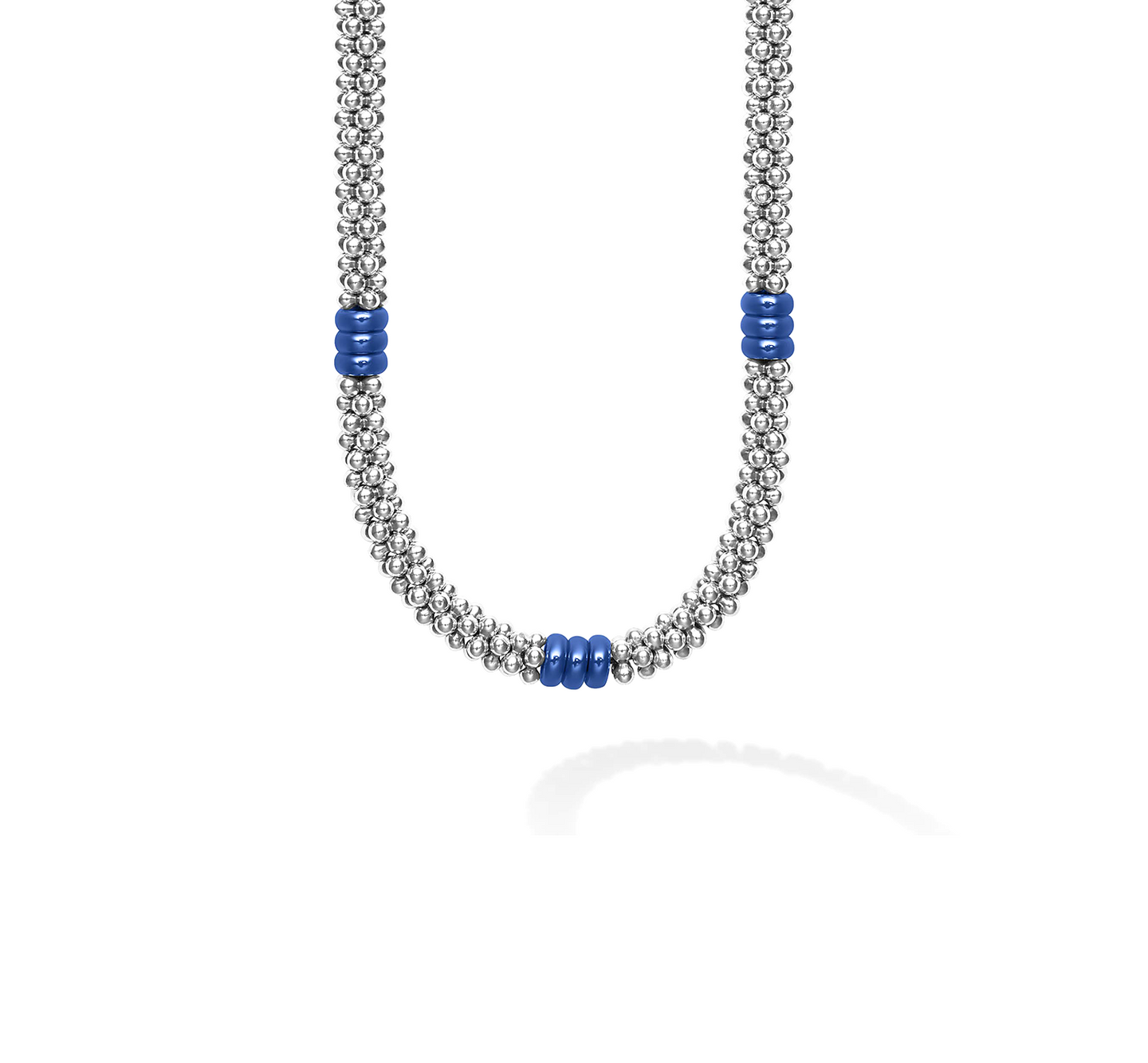 LAGOS Blue Caviar Ceramic Three Bead Station Necklace