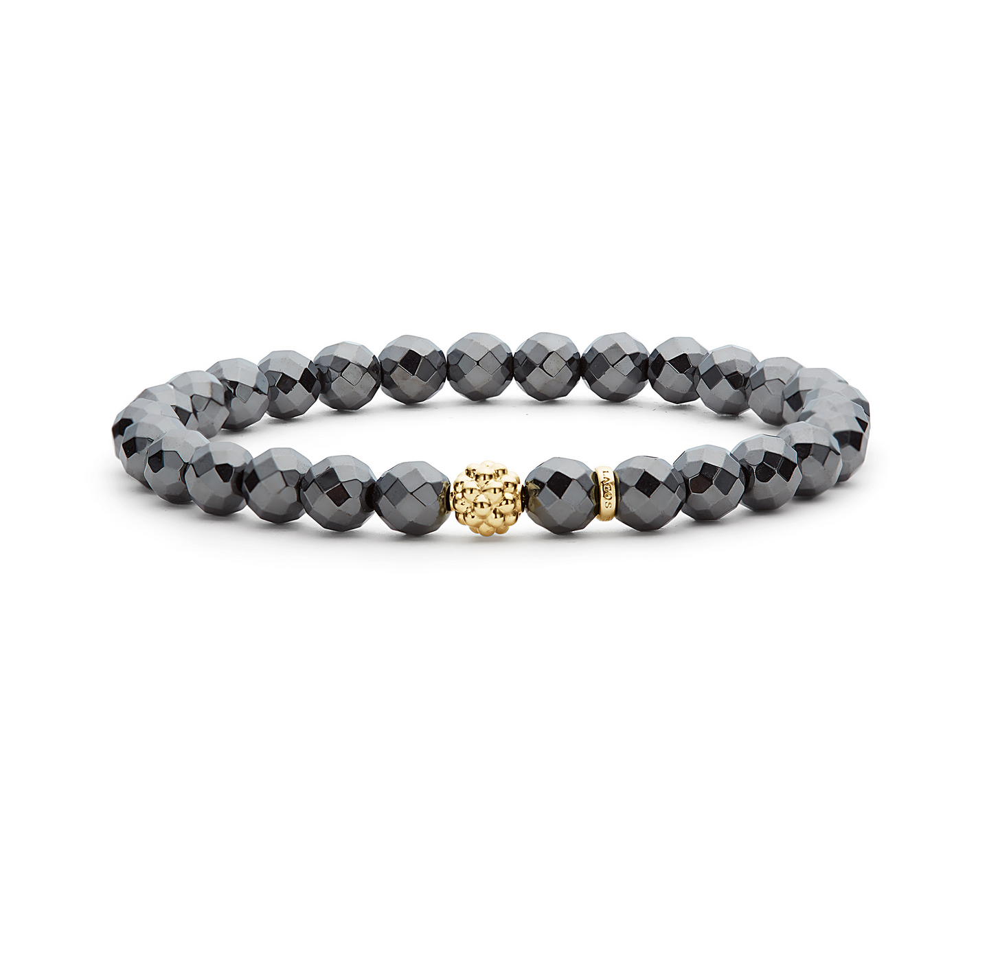 LAGOS Caviar Icon Hematite Gold Station Bead Bracelet