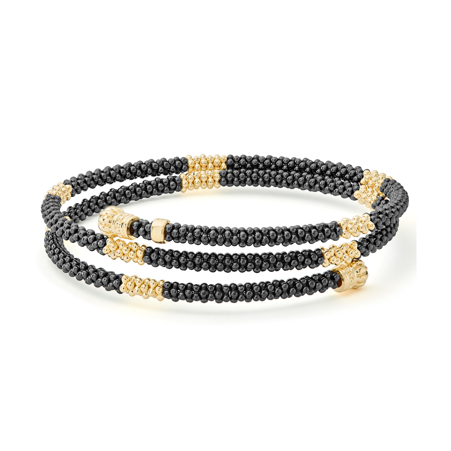 LAGOS Black Caviar 18K Gold Small Station Ceramic Wrap Bracelet