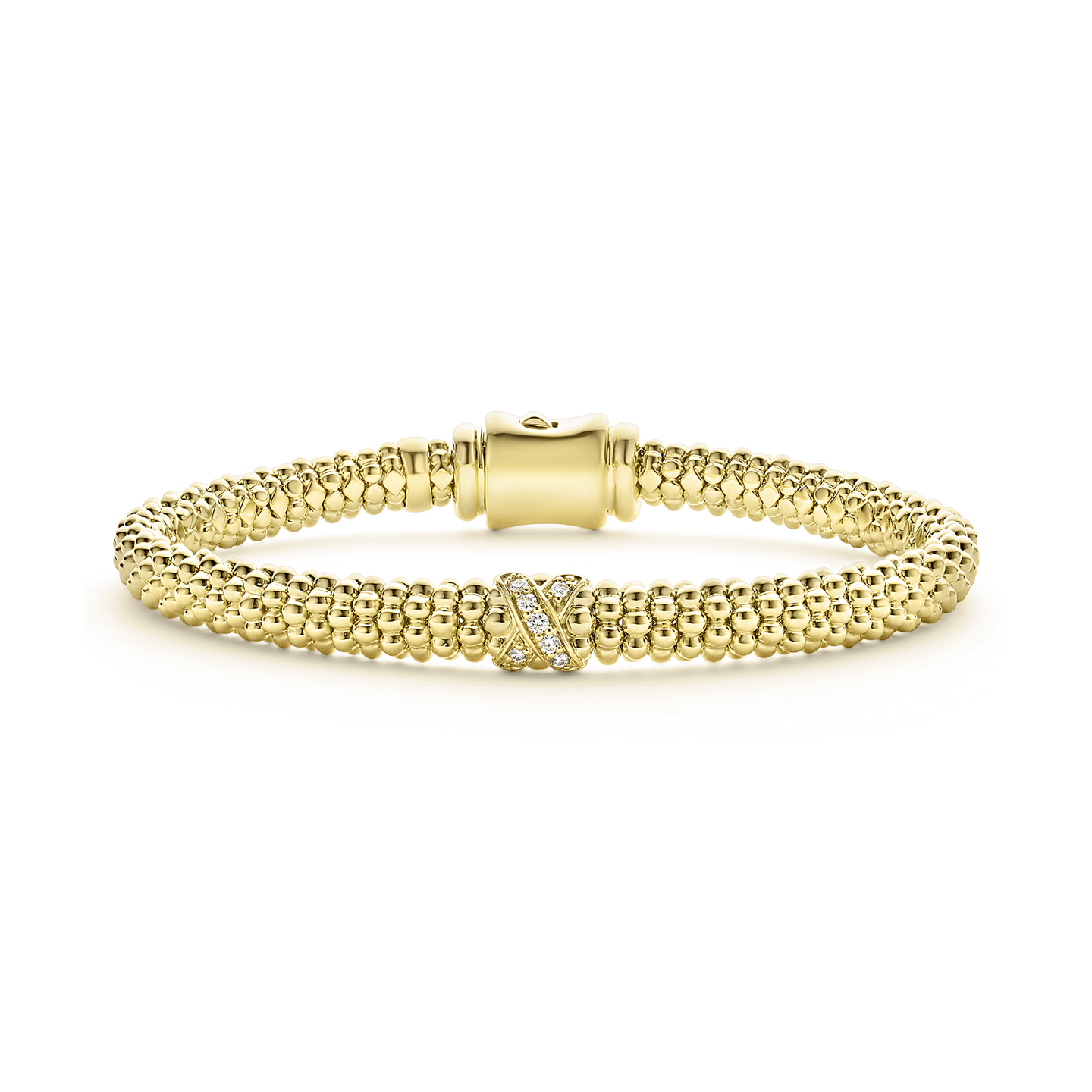 LAGOS Embrace 18K Gold X Diamond Caviar Bracelet, 6mm