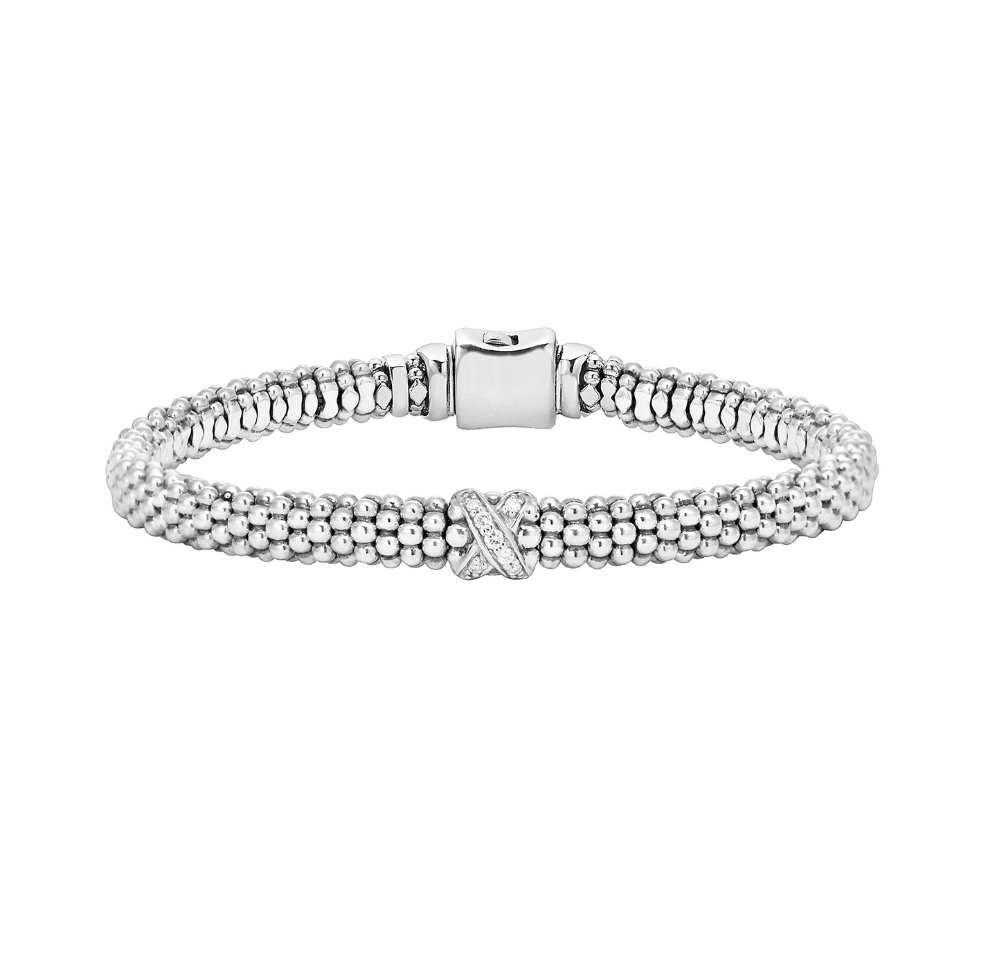 LAGOS Caviar Lux Single Station X Silver Diamond Bracelet