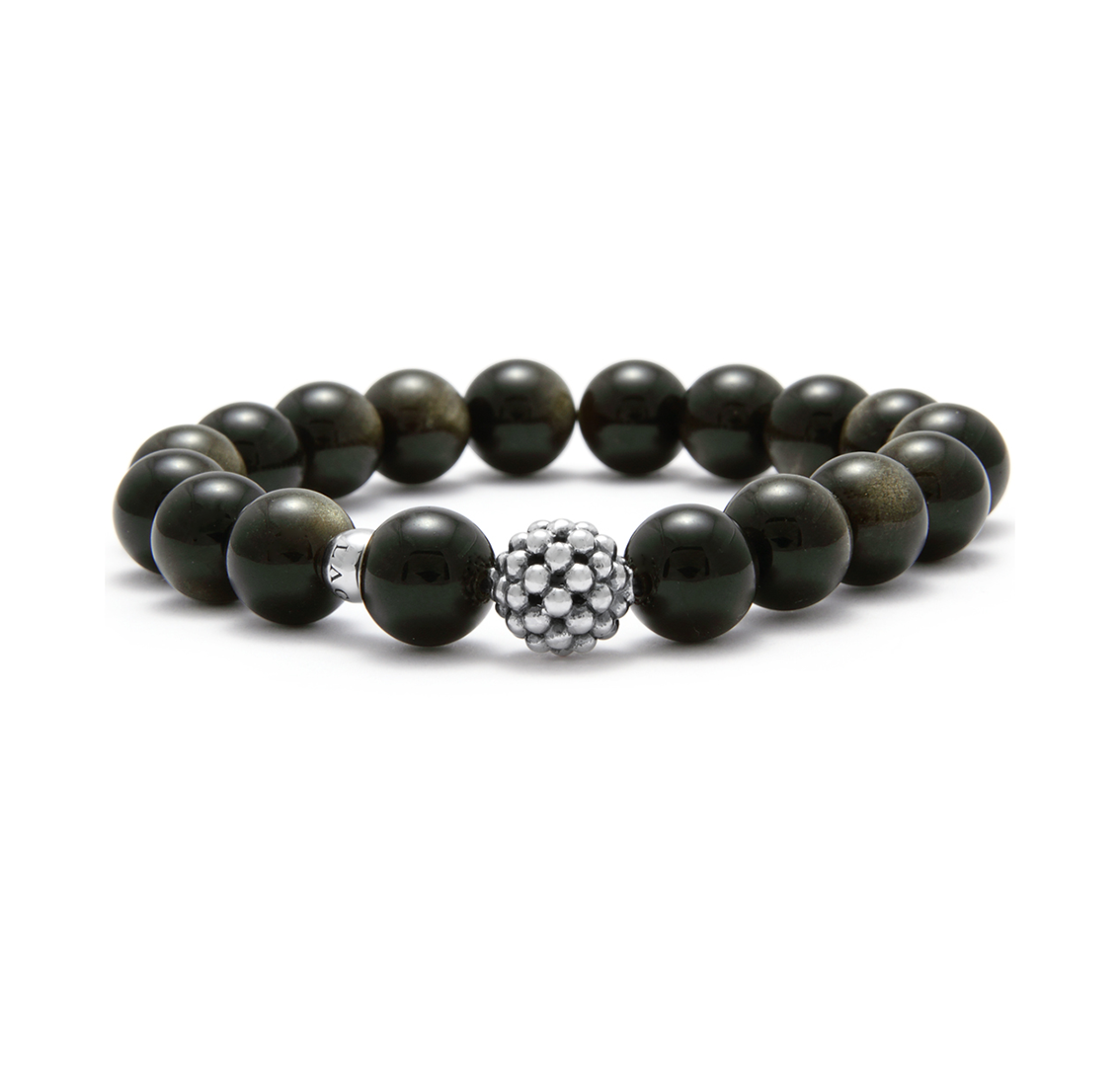 LAGOS Maya Obsidian Silver Station Bead Bracelet